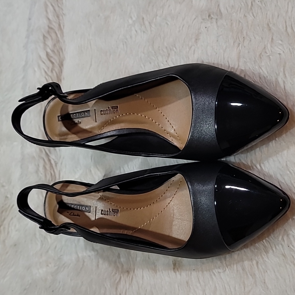 Clark’s Soft Cushion Collection Black Leather Mary Jane Walking Shoes Sz 8.5